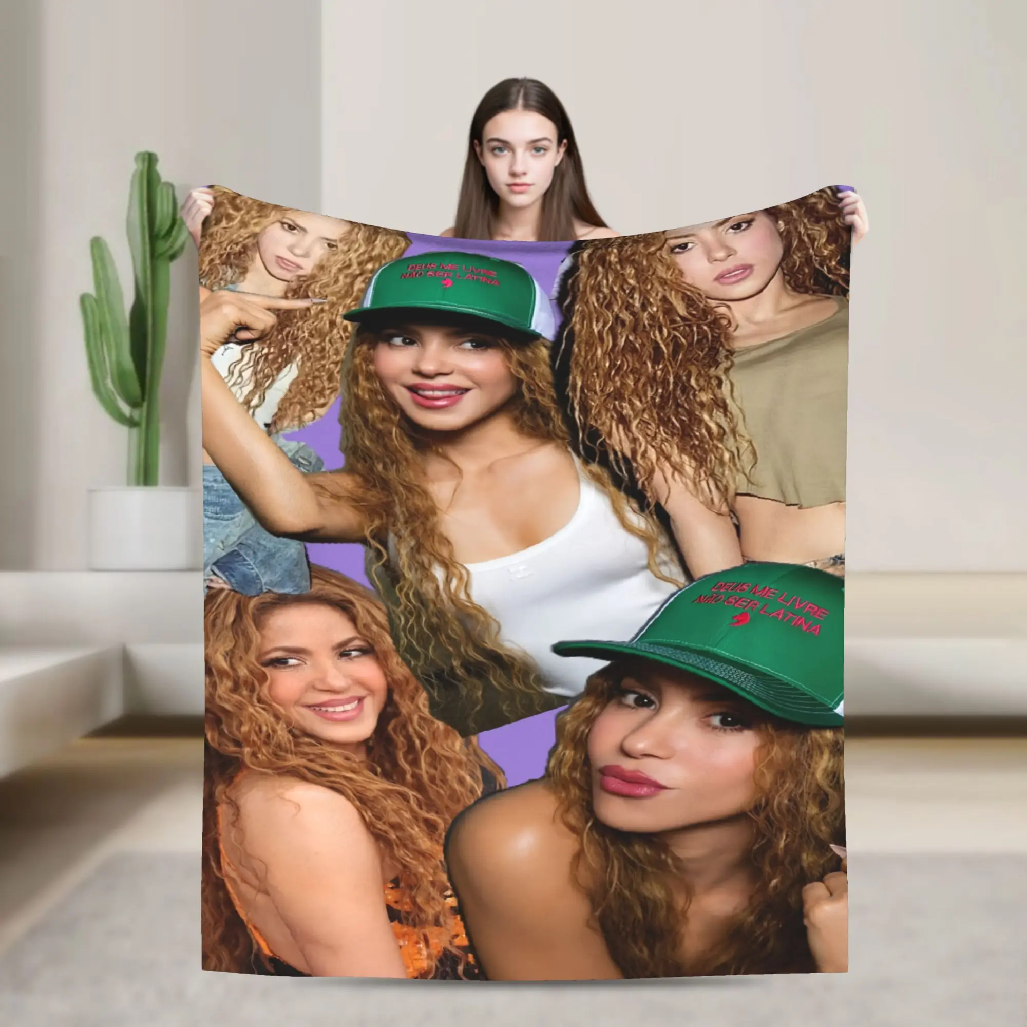 Shakira Colombian Singer Blanket Velvet Spring Autumn   Multifunction Soft Throw Blanket for Sofa Outdoor Rug Piece