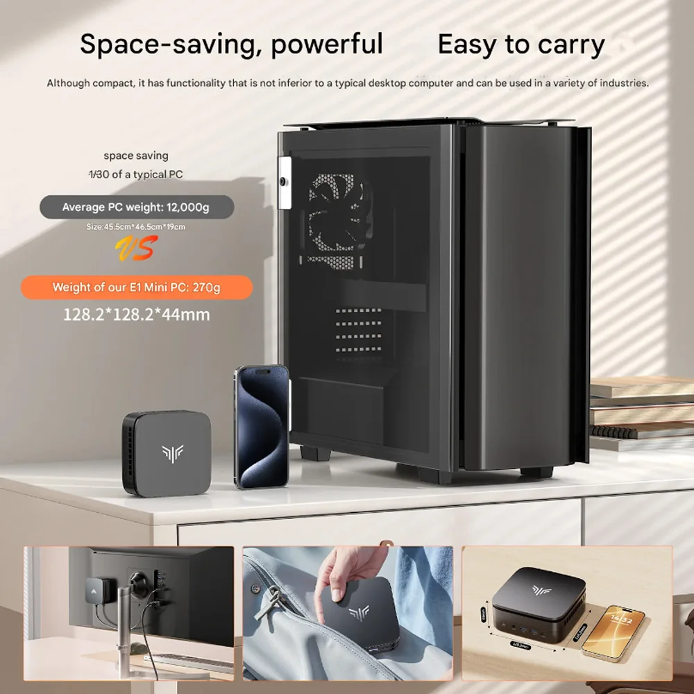 ACEMAGIC-l's Mini PC Gamer, Windows 11, Intel 12th Alder Lake N100, DDR4, 16 Go, 512 Go, WiFi 5 ,Bluetooth 4.2, Ordinateur de jeu VGA