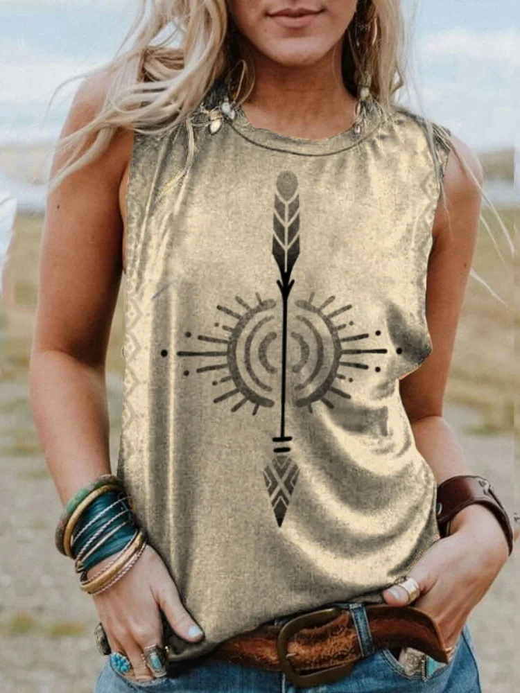 북유럽 신화 스타일 3D 복고풍 인쇄 여성 민소매 티셔츠 도시 매일 유행 티셔츠 야외 스트리트 스포츠 탑