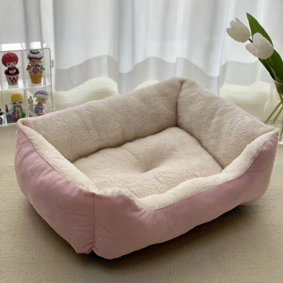 Dog Cat Pet Square Plush Kennel Medium Small Dog Sofa Bed Cushion Winter Warm Pet Sleeping Sofa Beds Mat Pet Product