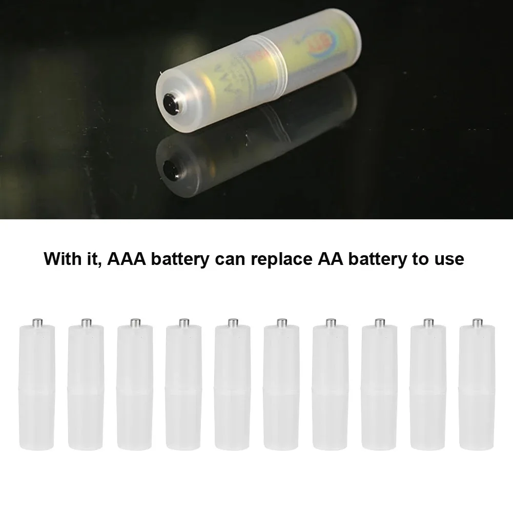 4/6/10PCS Battery Converter Portable Translucent AAA to AA Size Cell Battery Converter Adaptor Holder Case Conversion Cartridge