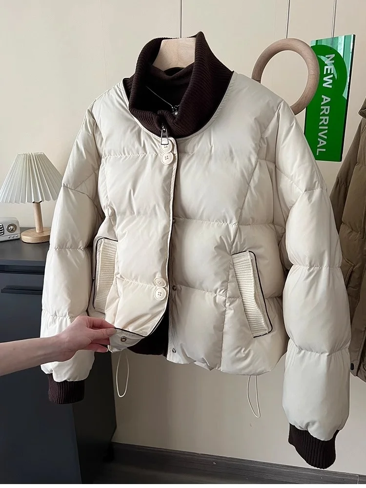 

Женская утепленная куртка с воротником-стойкой, в стиле ретро, с пуговицами, из полиэстера, больших размеров, повседневная, с декоративными вставками