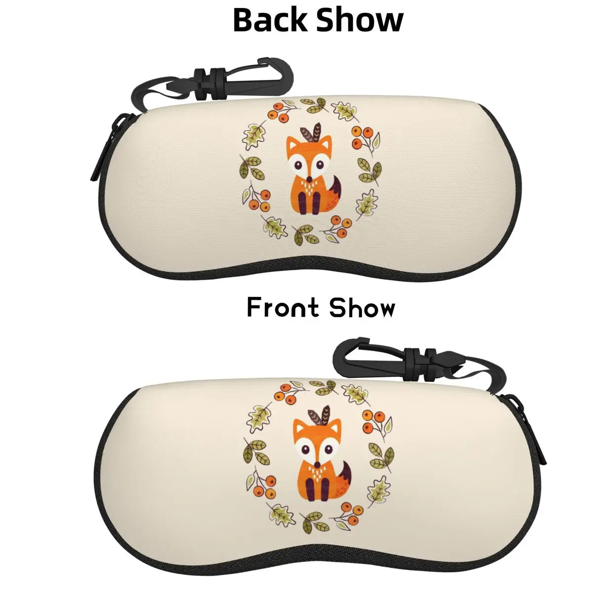 

Little Fox With Autumn Berries Shell Glasses Case Protective Sunglasses Box Women Men Soft Eyeglass Bag Pouch