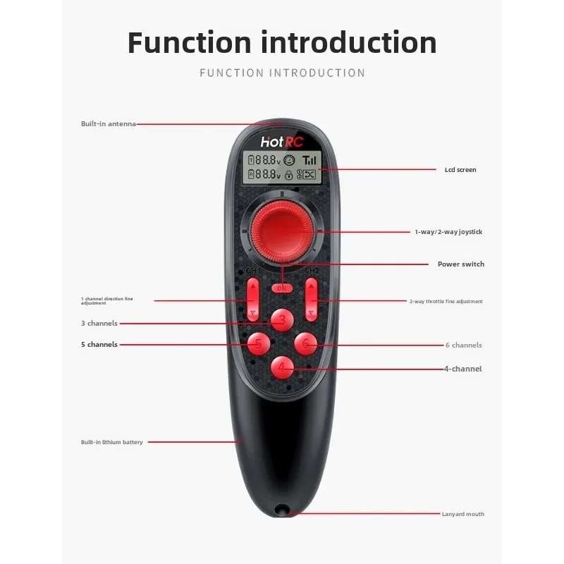 

For HOTRC DS600 6CH 2.4GHz Remote Controller Radio System Transmitter with F-06A 6 Channel Receiver for RC Boat