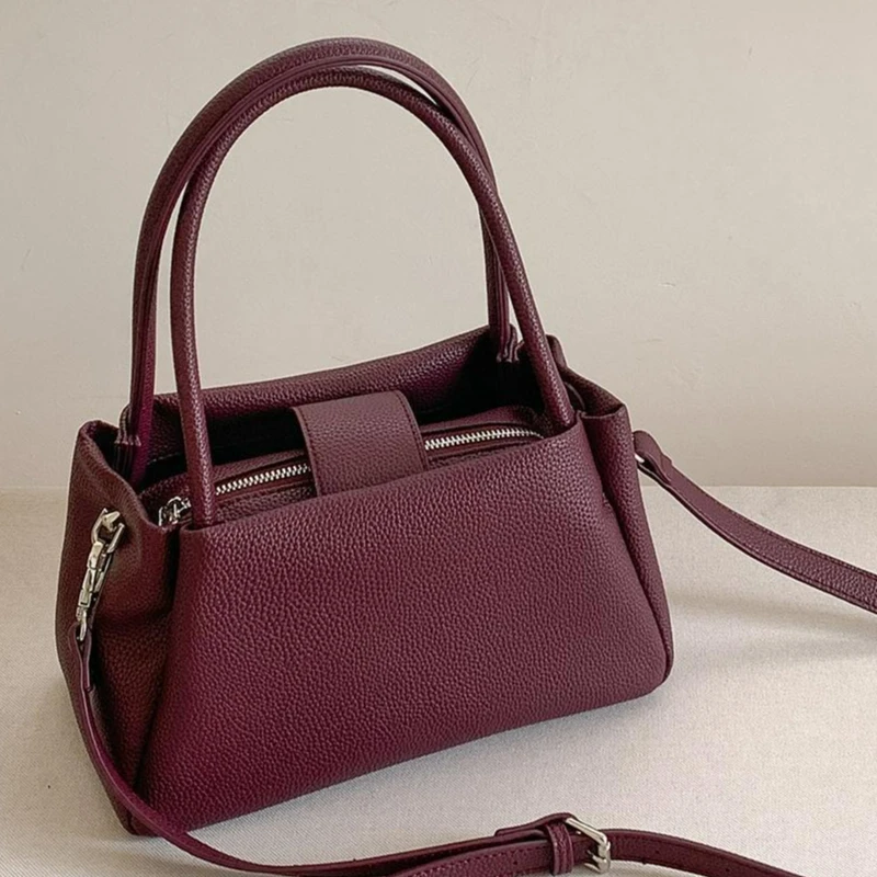 

Новая пригородная сумка с верхней ручкой, винтажная замшевая кожаная сумка через плечо для женщин, удобная и универсальная текстурированная сумка Boston