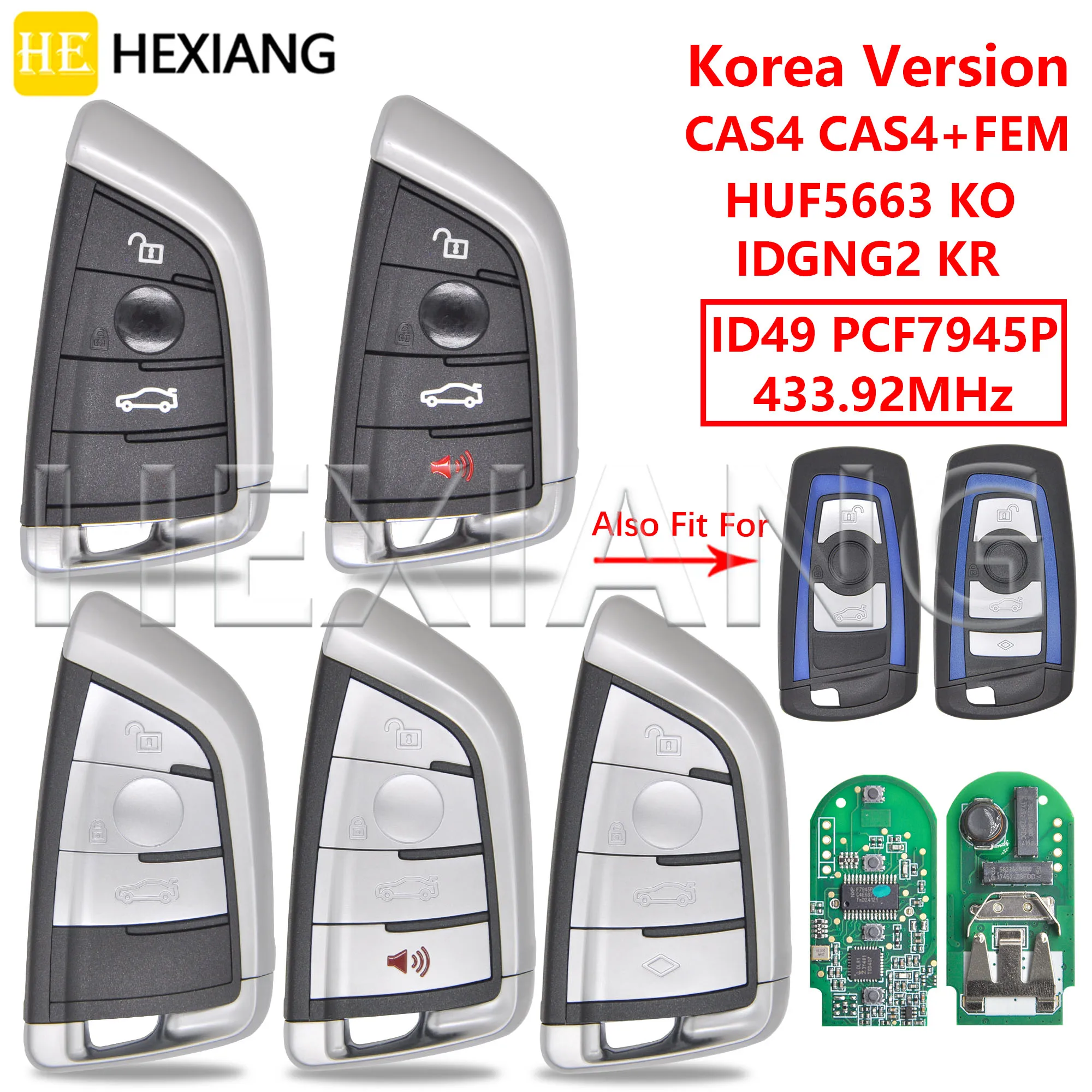 

Автомобильный Дистанционный ключ HE Korea Version IDGNG2 KR HUF5663 KO 433,92 МГц ID49 PCF7945P чип приближения Фем для BMW 3 5 серии X3 X5 X6