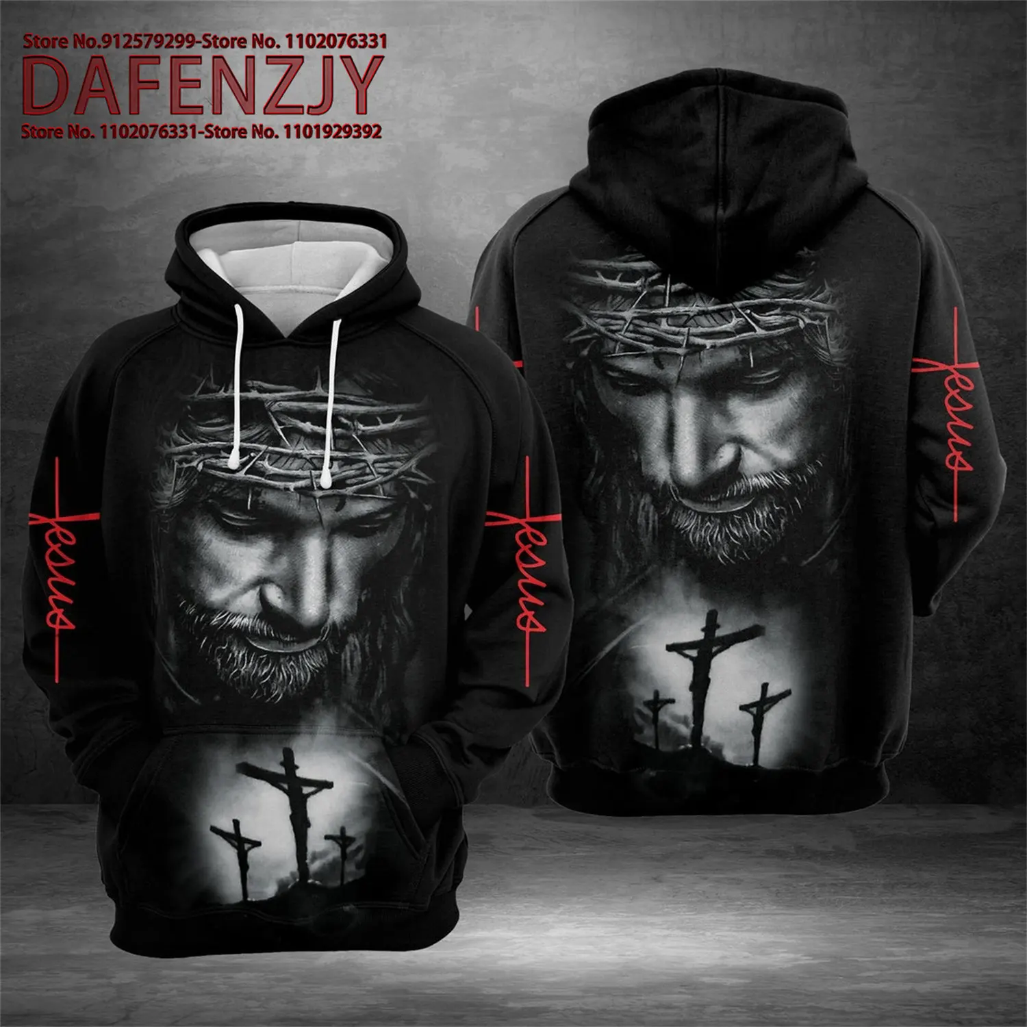 Sudadera con capucha cristiana para hombre, suéter Unisex de manga larga con estampado 3D de la cruz de jesús, informal, nueva moda