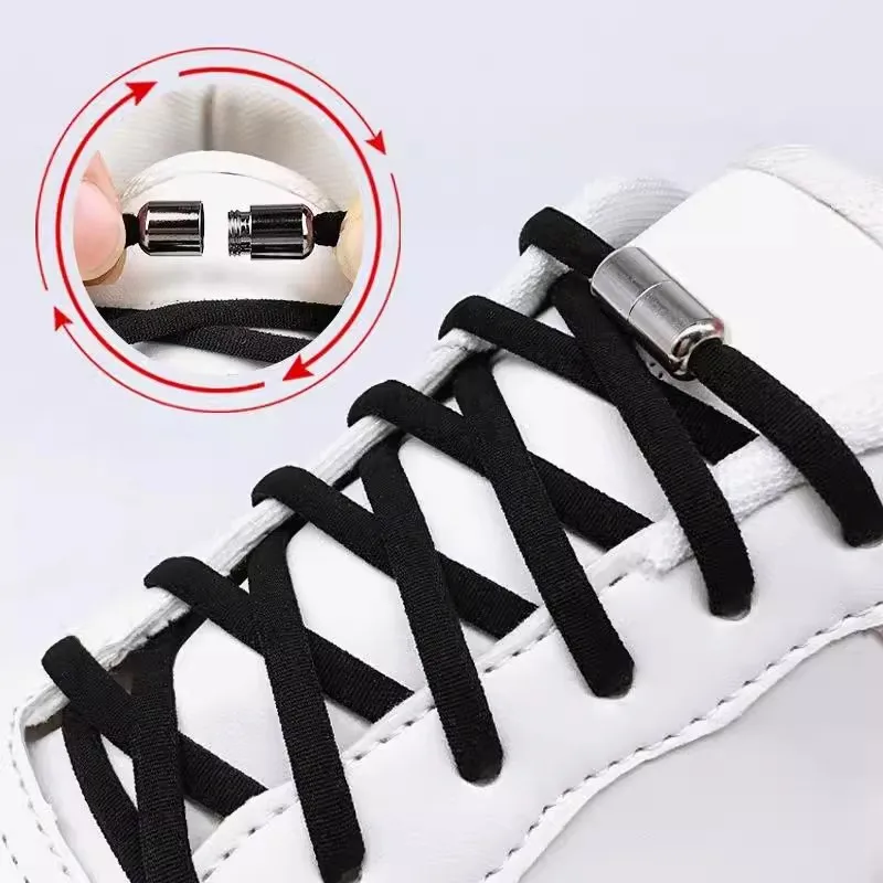 Elastic Shoelaces No Ties Capsule Metal Lock Sneakers Shoelace Tie Free Shoe Lazy Laces Quick Shoe Strings for Adult and Kids