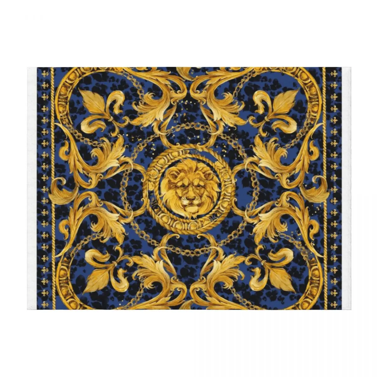 

golden lion and damask ornament. Throw Blanket bed plaid Furrys Blankets For Baby Moving Blankets