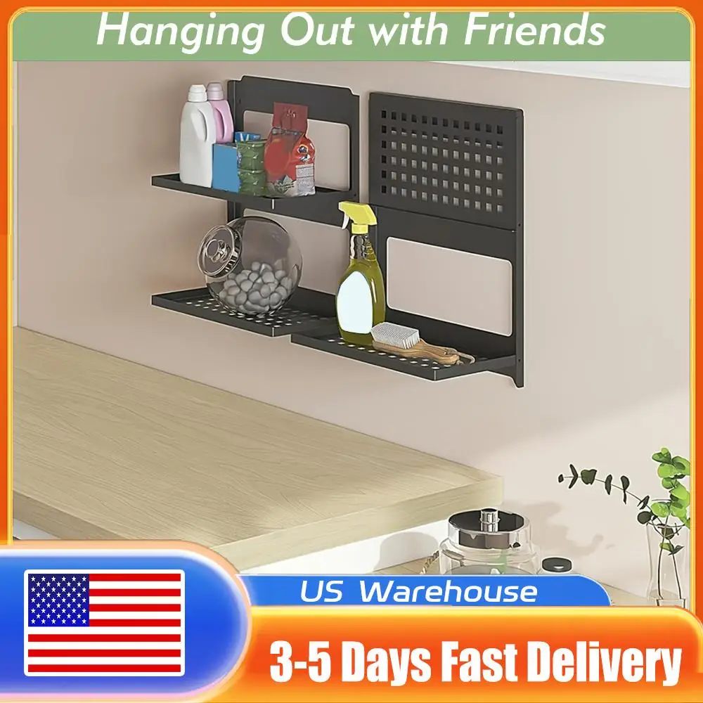 

2-Tier Storage Rack Wall Mounted Storage Shelf Wall Shelve for Basement Coffee Bar