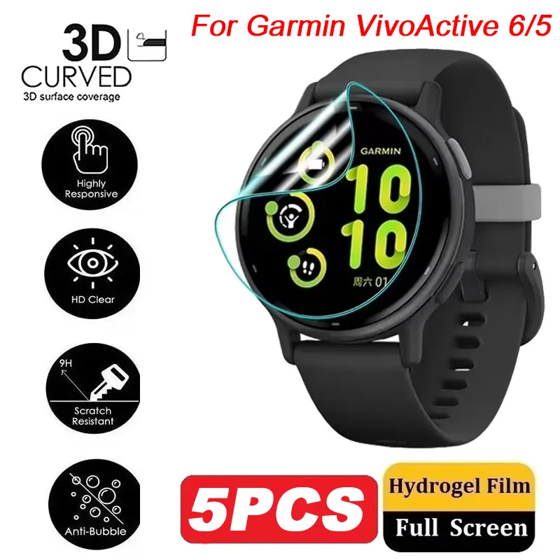 1-5PCS Hydrogel Films For Garmin Vivoactive 6 Soft High Definition Film Screen Protector Protective Cover For Garmin Vivoactive5