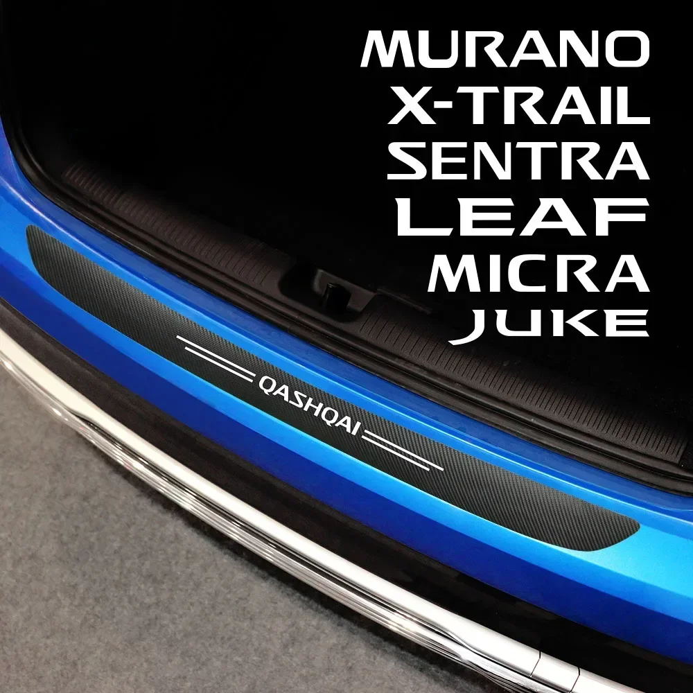 For Nissan Leaf Murano Qashqai Juke Sentra Altima Sylphy Teana X-Trail Car Rear Bumper Guard Leather Sticker Styling Accessories