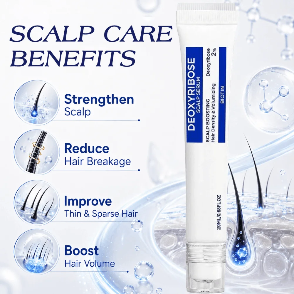 2% Deoxyribose Scalp Serum 20ml Roller Ball Applicator No-Rinse Lightweight Formula Nourish Hair Follicles Boost Hair Serum