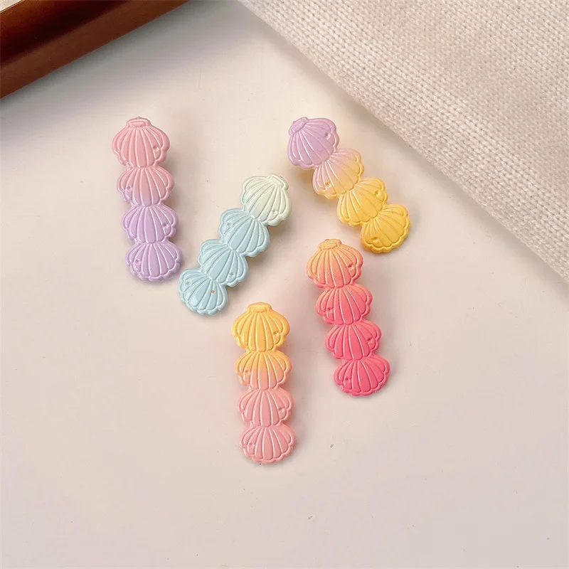 5pcs-New gradient shell hairpin fresh and cute teenage seaside hairpin with sweet side-parted frizzy hairdo hairpin