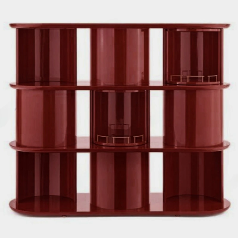 Bookshelf Wine Cabinet Display Rack Display Rack Rotating Wine Cabinet Modern Simple New Product Paint Red