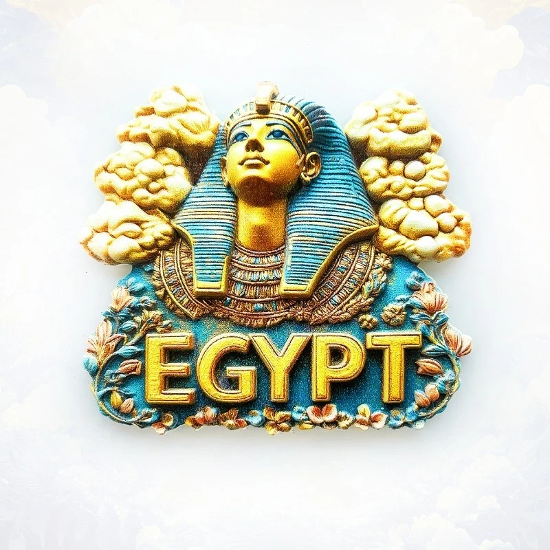 Egypt Pyramid Fridge Magnet - Mystical 3D Blue Pharaoh Souvenir Unique Ancient Art Gift for Travel & Fantasy Home Decor