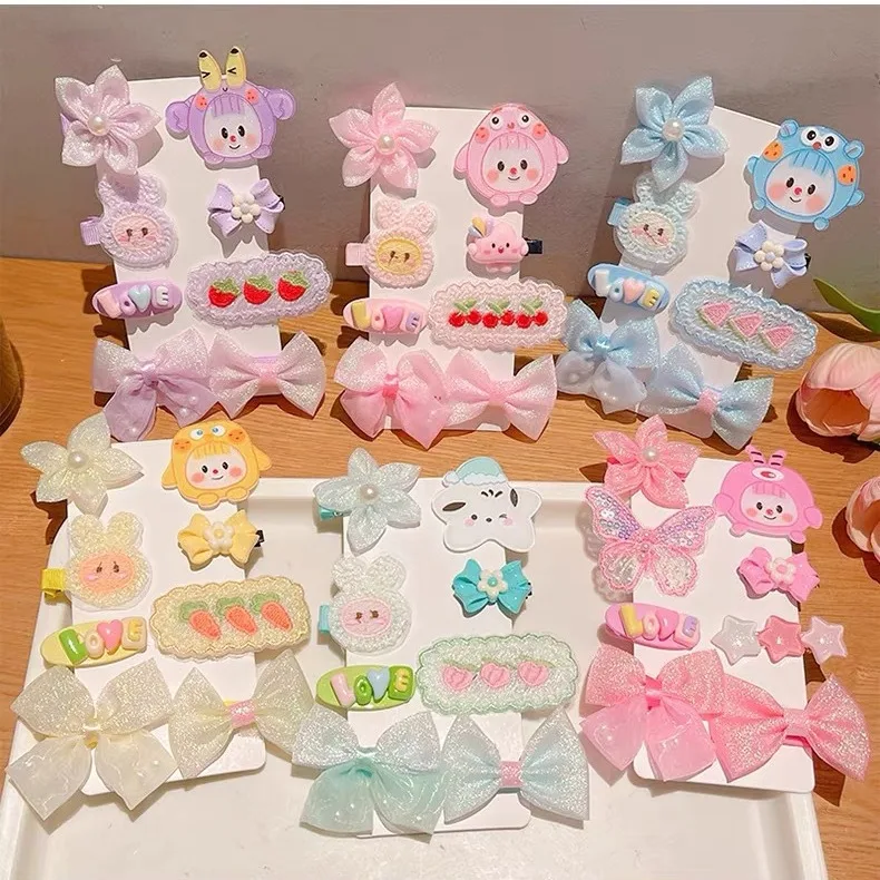 New Korean version baby hair clip cute girl hairpins flower bow hairties hairclips set cartoon children gift hair accessories