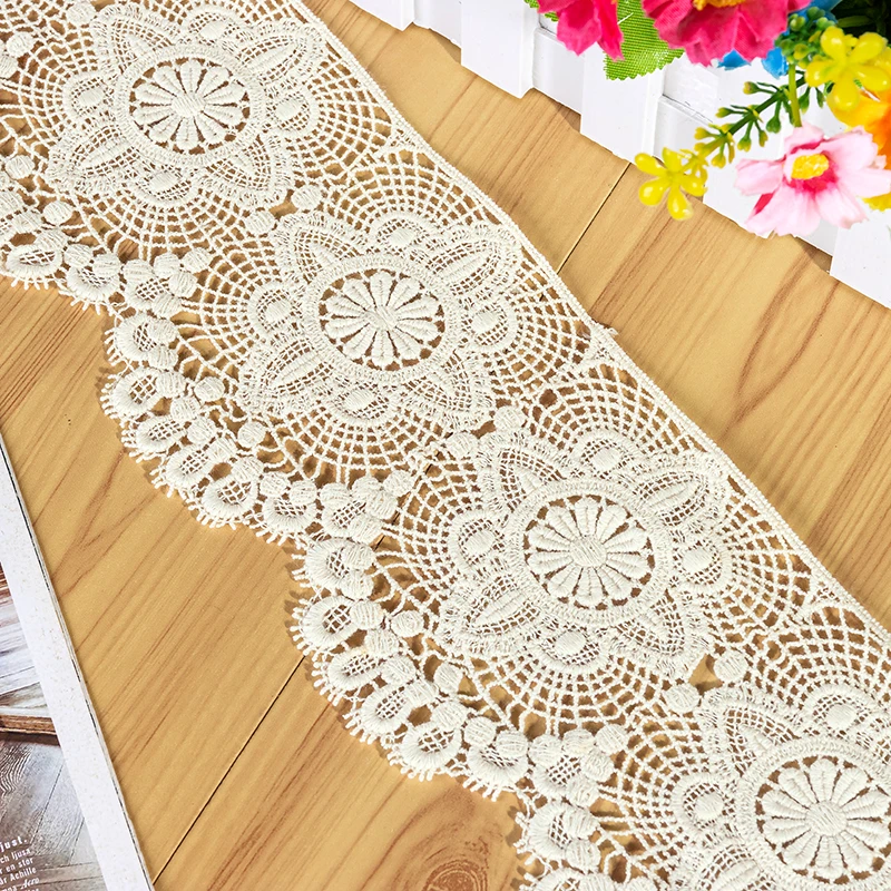 Water Soluble Embroidery Lace Trim, Cotton Flower, DIY Handmade Clothing, Sewing Accessories, RS4797, 3Yards/Lot