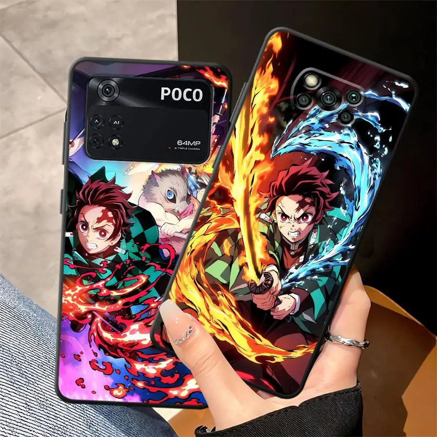 Black Soft Phone Cover Case for Xiaomi Poco C71 M3 M4 M7 Pro C50 F1 C61 M5 C75 F3 X3 X4 X5 X7 Pro C40 Anime D-Demon S-Slayer view 2