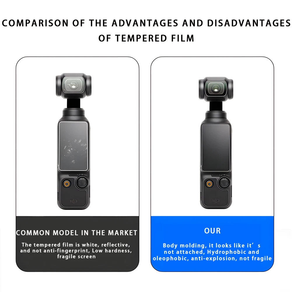 Filme Protetor de Tela para DJI Osmo Pocket 3, Acessórios para Câmera, Anti-Scratch, HD, Vidro Temperado, Lente Protetora, 2 Pcs