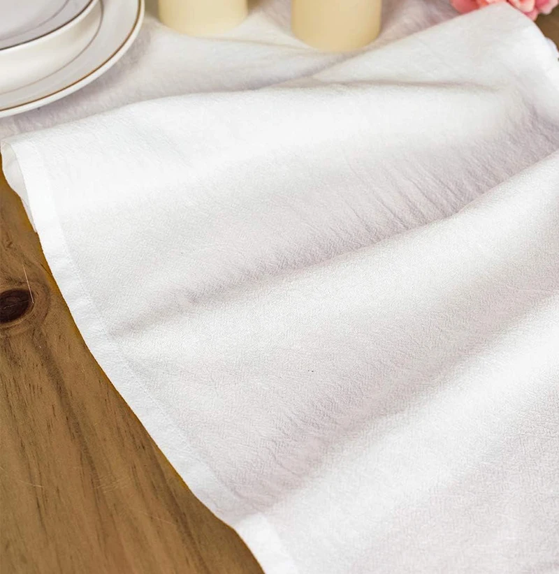 Handmade Cotton Ruffle Table Runner Rustic Vintage Wedding Decoration for Bridal Baby Shower Kitchen Living Room Christmas Decor