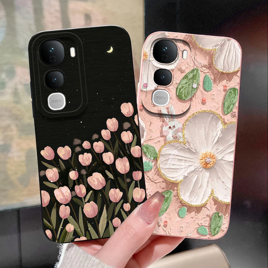 حافظة لهاتف Vivo Y400 Pro 4G 5G غطاء حماية كامل من السيليكون السائل الناعم على شكل قطة كرتونية لطيفة لهاتف VivoY400 Fundas VivoY400Pro Coque #3