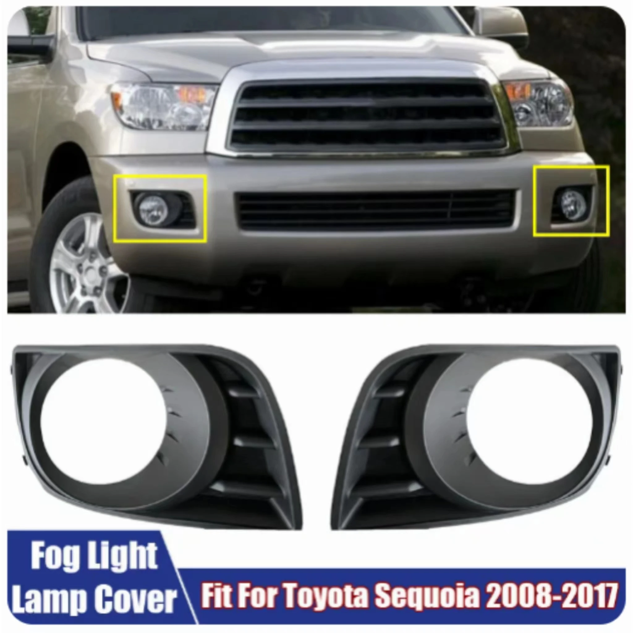 Car Front Bumper Fog Light Lamp Cover Hood Chrome  For Toyota Sequoia 2008-2016 814820C021 814810C021