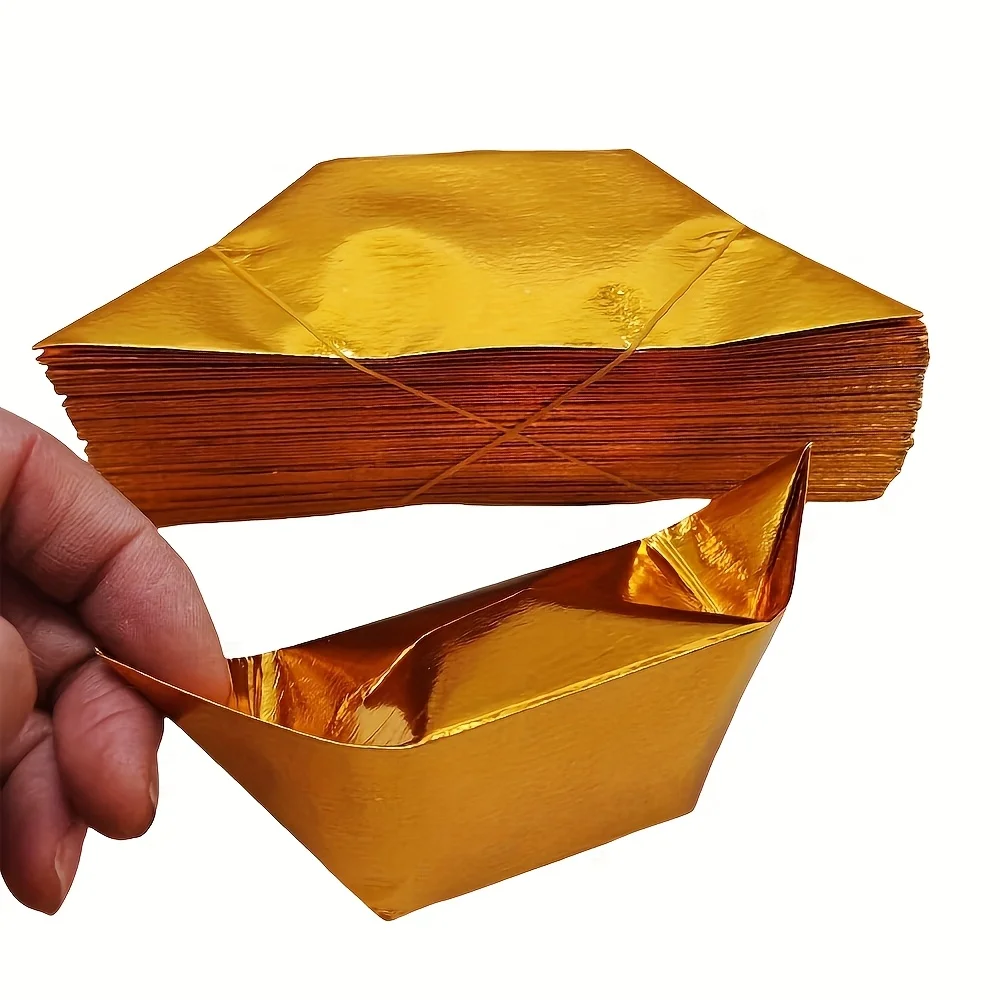 1000PCS Chinese Golden Foil Paper Money - Handmade Origami Funeral Offering, Ancestor Worship & Burning, Authentic Asian Spir
