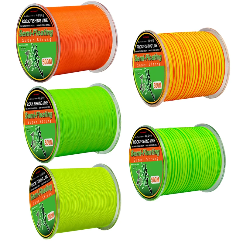 500M Rock Fishing Line Semi-Floating Water High Quality Wear Resistant Nylon Line Sea Pole Fishing Equipment Yellow Color