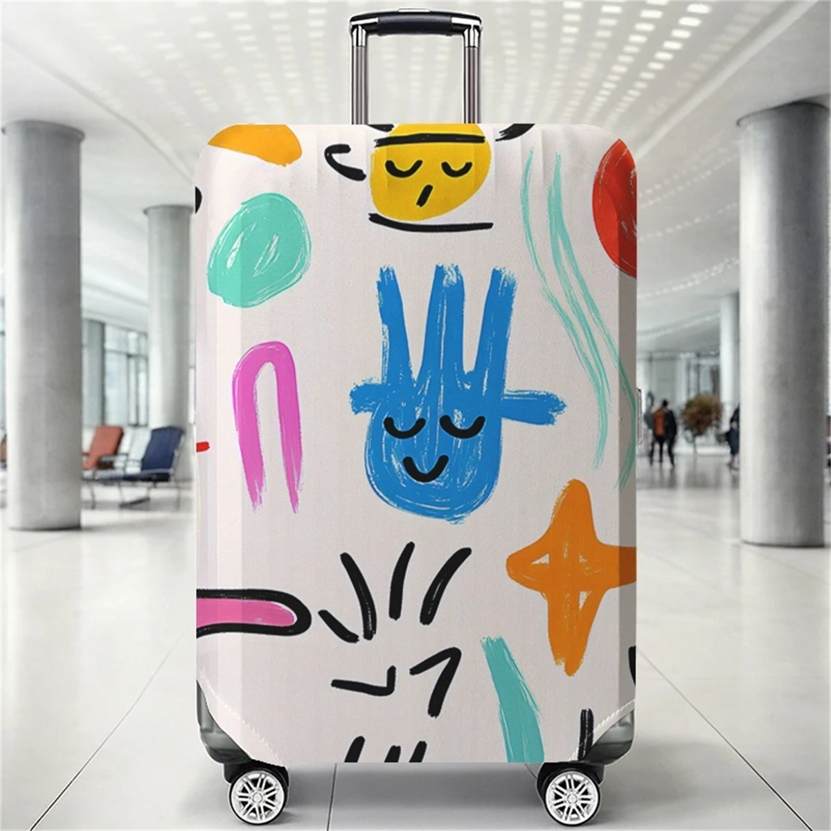 

Graffiti smiley face pattern luggage protection cover, suitable for 18-32 inch luggage covers, luggage handle gloves, travel acc