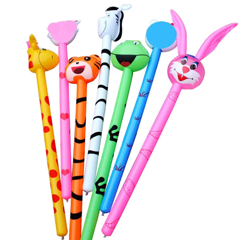 PVC Children's Inflatable Toys Animal Head Stick Wholesale Inflatable Stick Animal Stick Giraffe Push Gift