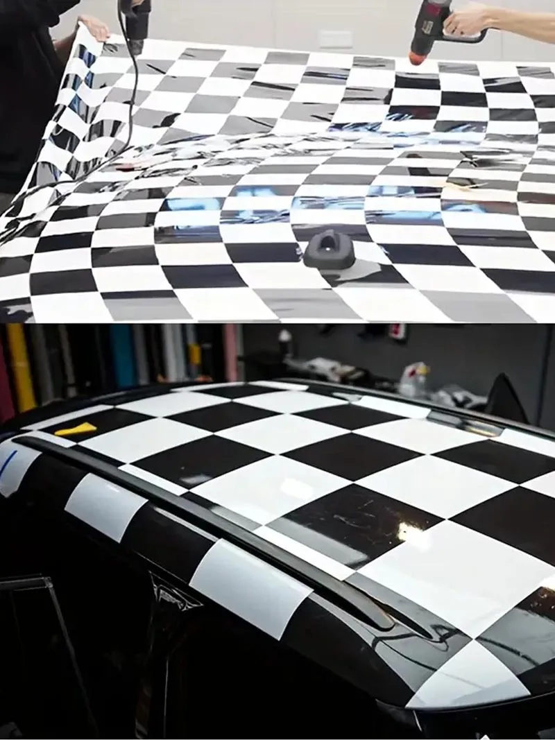 AliExpress ORINO Matte Glossy Racing Sport Black White Checkered Flag Sticker Vinyl Film Adhesive Car Bike Motorcycle Decal Camo Car Wrap Foil