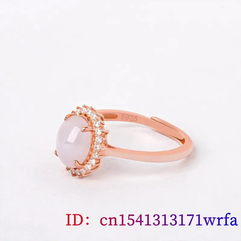 Birmese Jade Ringen Geschenken Roze Verstelbare Vrouwen Bedels Natuurlijke Cadeau Accessoires Gesneden Smaragd 925 Zilver Jadeiet Echte Sieraden