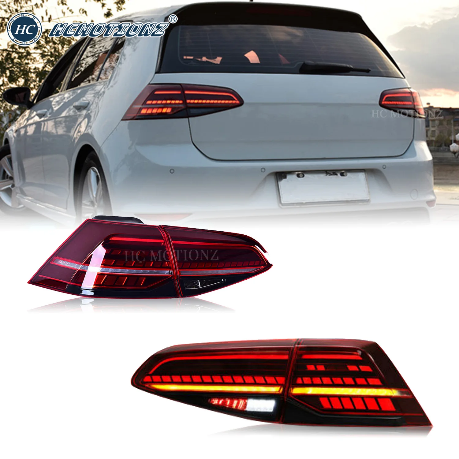 

HCMOTIONZ Tail lights for Volkswagen Golf 7 MK7.5 MK7 2013-2020 VW Sequential Turn Signal Rear Lamps Assembly Lighting System