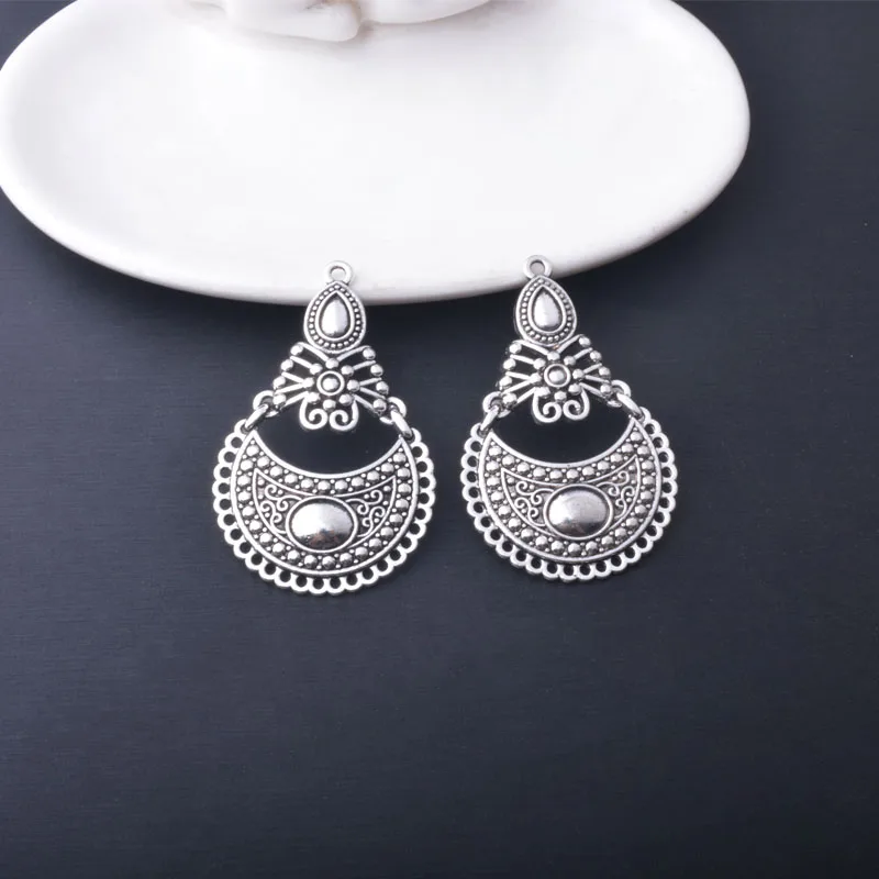 12 Stück/Set Böhmische Antik-Silberfarbene Übertriebene Ohrring-Verbinder Anhänger Schmuckzubehör mit vielen Löchern Charms DIY Damenohrringe – Detail 7