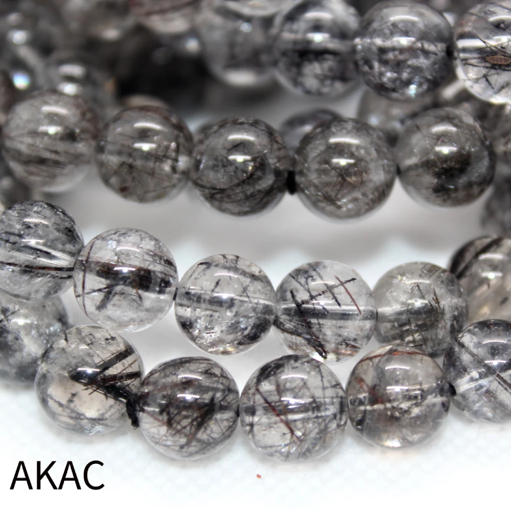 

1bracelet Approx9-9.8mm AKAC A++ natural black rutile bracelet beads