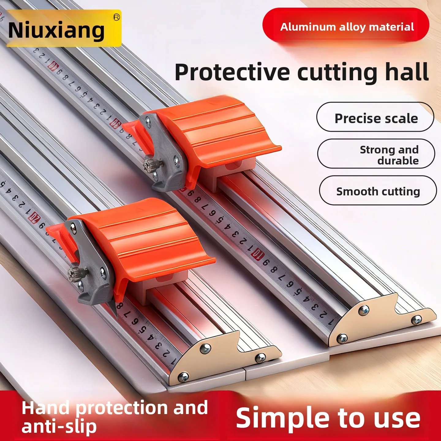 

Aluminum Alloy Kt Plate Acrylic Sliding Cutting Ruler, Safety Protection Fast Cutting Widening 100cm Cutting Ruler