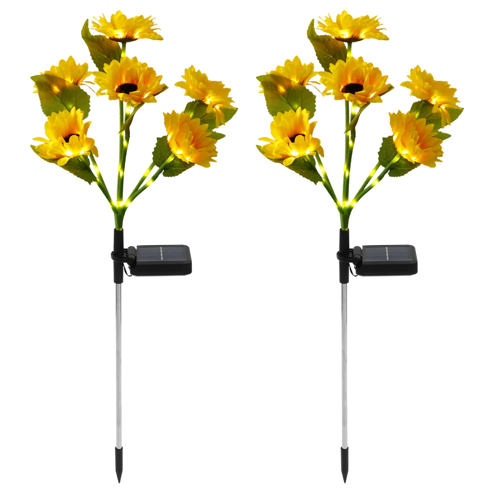 

2Pcs 6 Heads LED Solar Sunflowers Flower Light Waterproof Auto On/Off Outdoor Garden Lawn Decoration Lamp Landscape Light