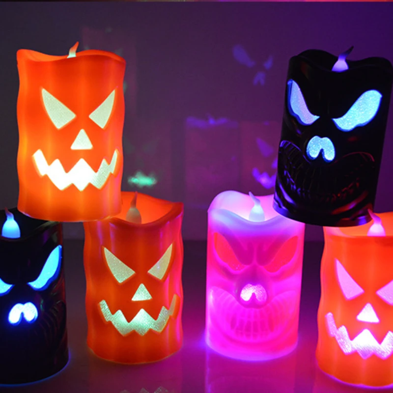 ハロウィーンの炎のないLEDキャンドル、カボチャランタン、ゴーストフェスティバルライト、パーティーの装飾