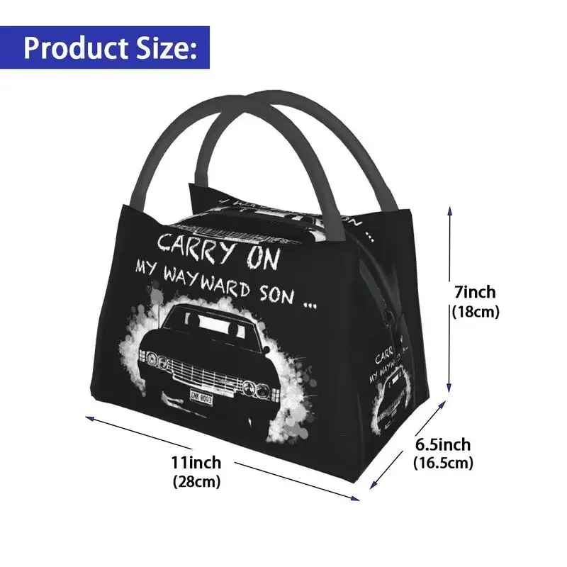 Carry On My Wayward Son Insulated Lunch Bag for Women Leakproof Supernatural TV Cooler Thermal Lunch Box Office Picnic Travel