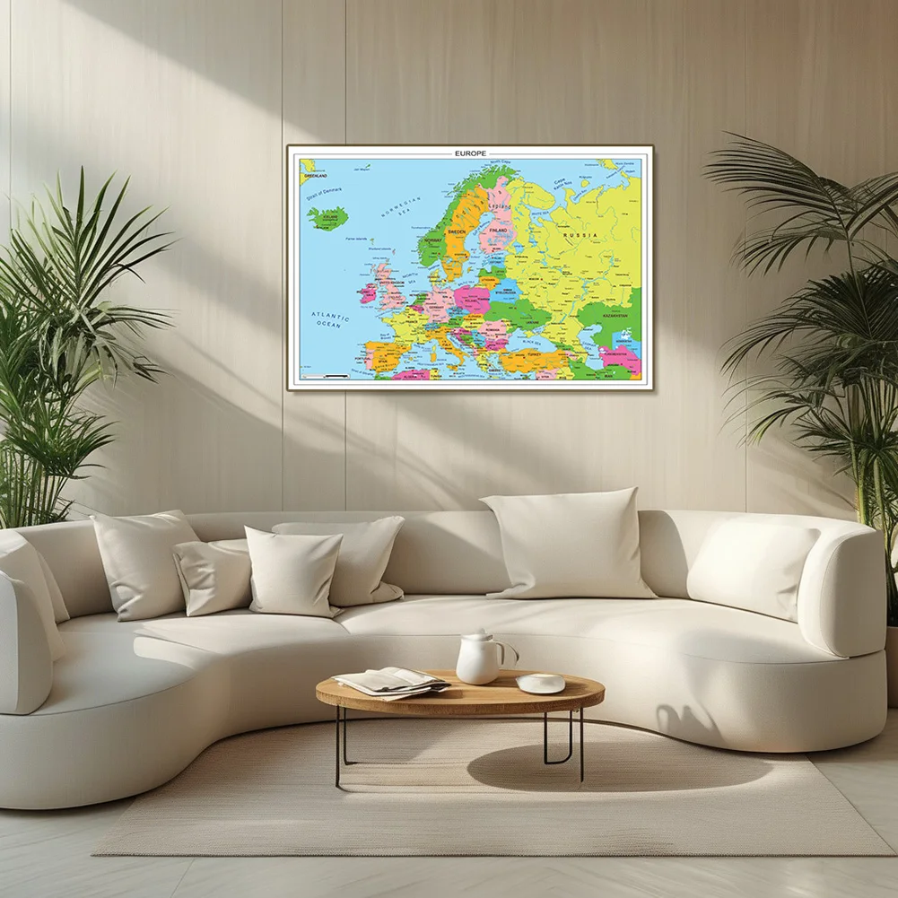 Vintage ยุโรปแผนที่โปสเตอร์รายละเอียด Travel ห้องเรียนโรงเรียน Wall Art สําหรับตกแต่งห้องนั่งเล่นสําหรับเด็ก Multi-ขนาด