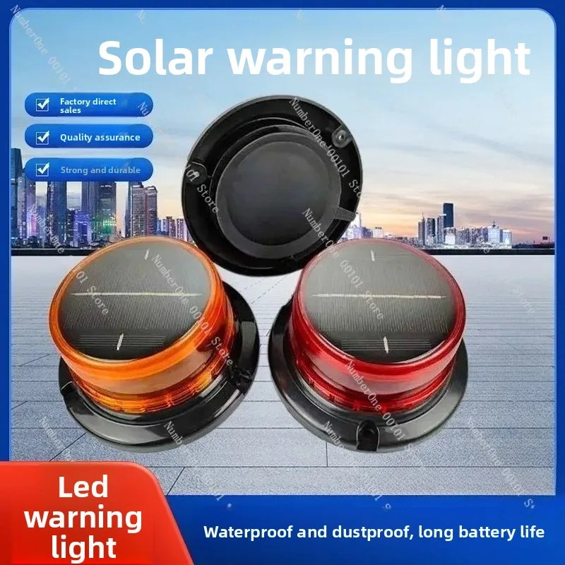Solar Vehicle Warning Light with Magnetic Base, Super Bright Red Blue LED Safety Lamp for Construction Emergency Use