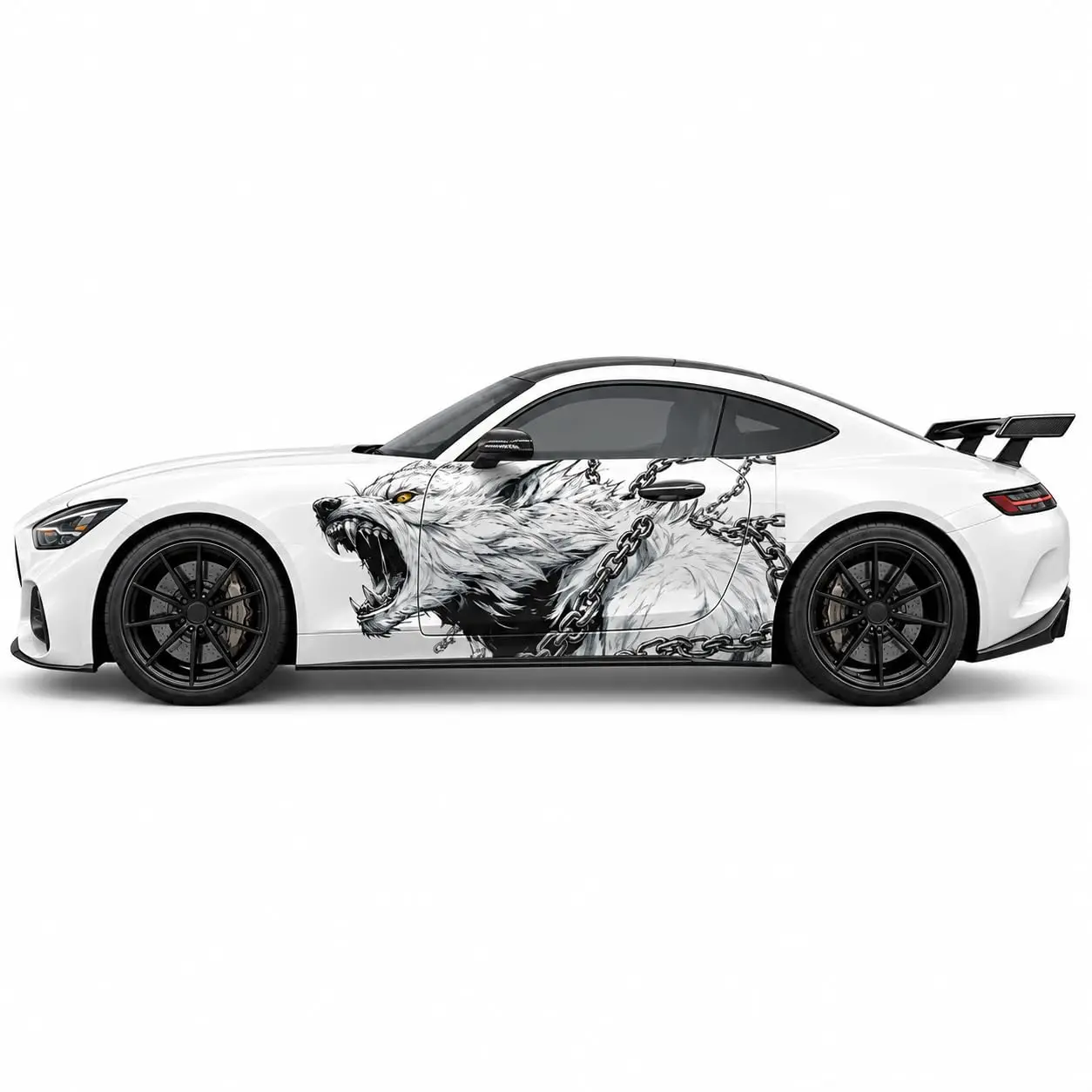 Chained Wolf Car Side Vinyl Wrap Decal Sticker