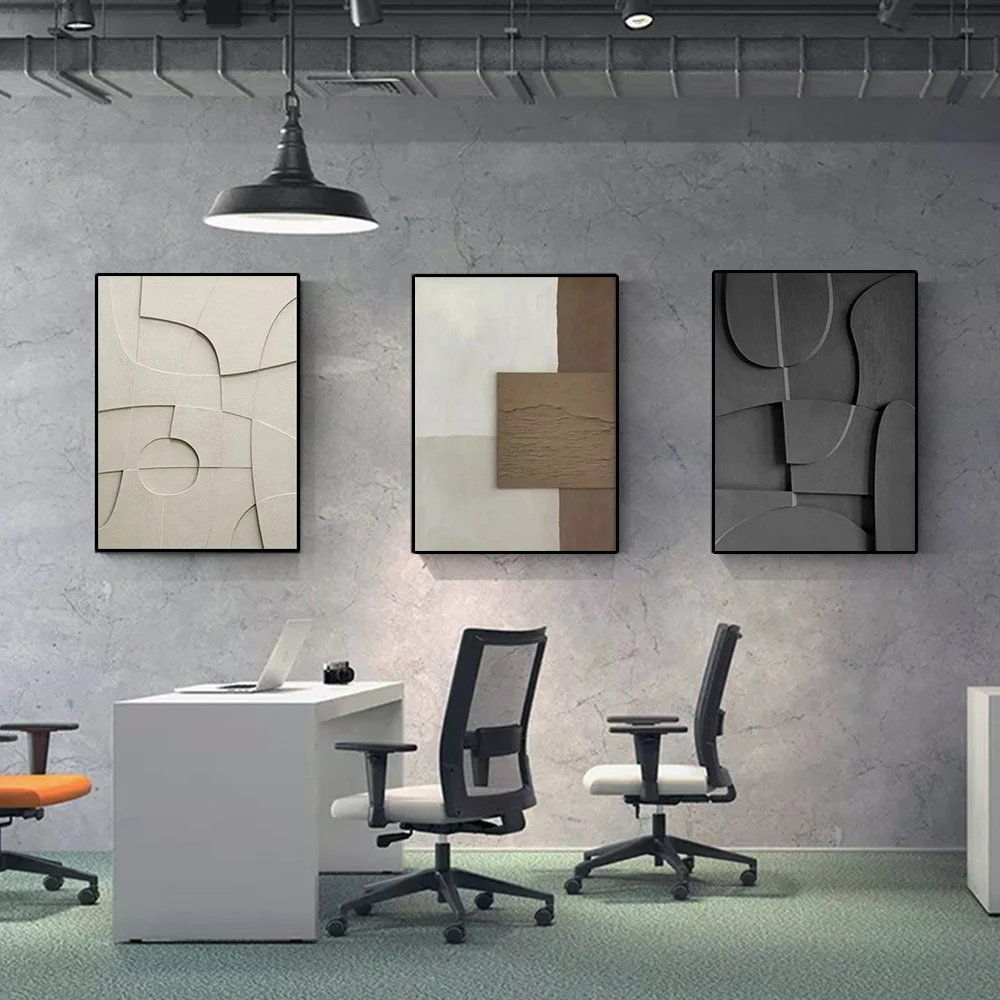 Modern Nordic 3D Effect Geometric Canvas Painting Wall Art Abstract Lines Art Poster and Prints For Living Room Home Decor Mu