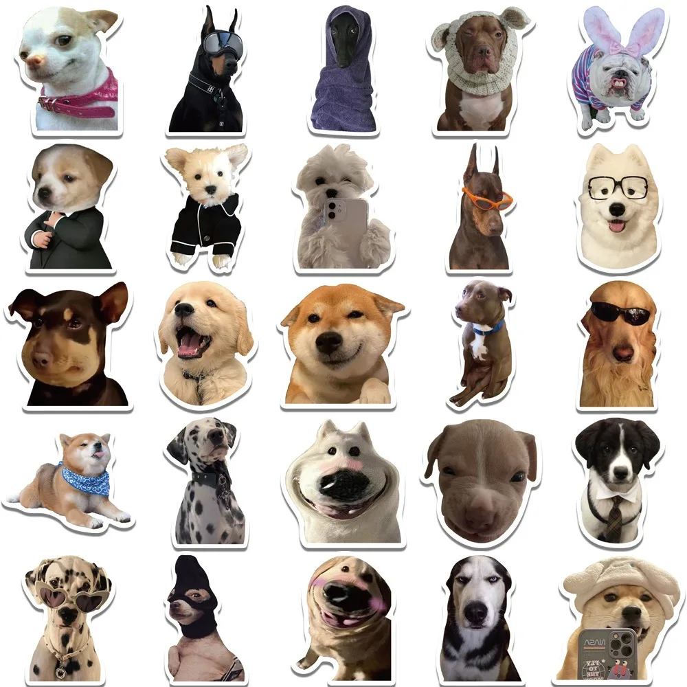 50 Stuks Grappige Hond Emoticon Pack Sticker Esthetische Telefoon Muur Plakboek Motorfiets Waterdichte Cartoon Sticker Voor Kinderen Speelgoed Geschenken