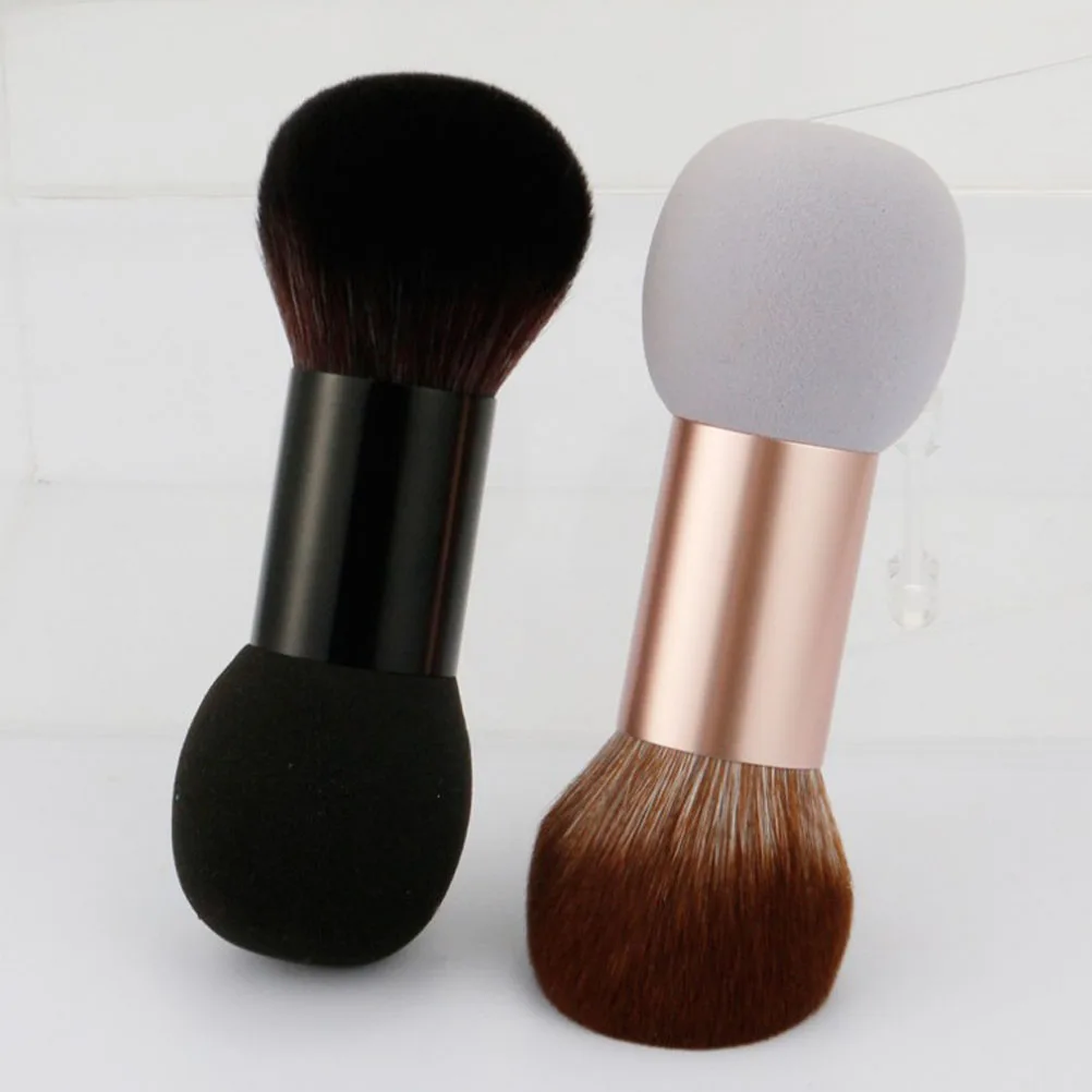 

Double headed Powder Brush Compact Lightweight Portable Sturdy H Artificial Fiber Aluminum Multi function Makeup Beauty Tools