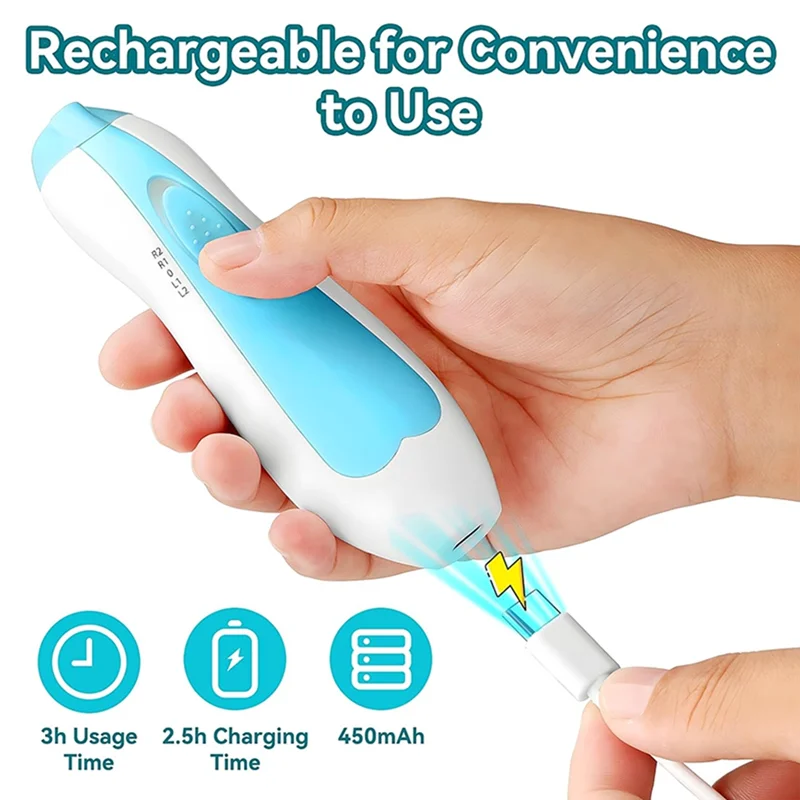 

Hot-Electric Baby Nail Trimmer 6 In 1 Rechargeable Manicure Clipper Set Grooming Kit