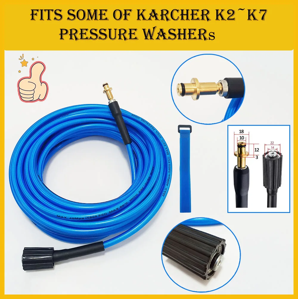 

0.5~40M Pressure Washer Pipe Water Cleaning Hose Car Water Cleaning Hose Fits Some of Karcher K2~K7Pressure Washers