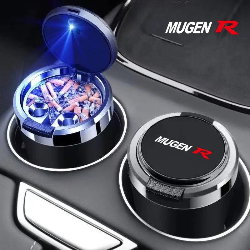 Cinzeiro de carro para cigarro, copo com luz led, cinzeiro automotivo para honda mugen r mugenr civic fit, acessórios, aparelho interno