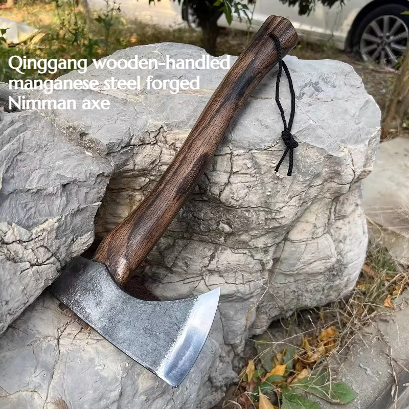 Manganese Steel Forged Niman Axe Qinggang Wood Handle - Convenient Outdoor Emergency Household Firewood Chopping Tool